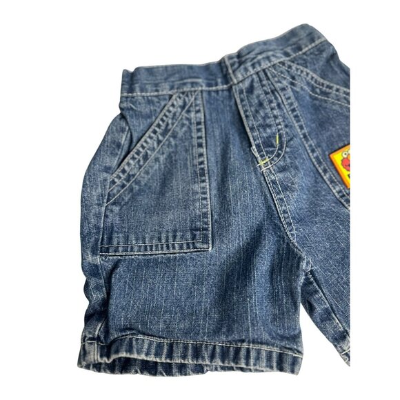 Vintage Sesame-Street Elmo Denim Shorts Toddler 18M Jean Shorts with Elmo Patch - Picture 2 of 7